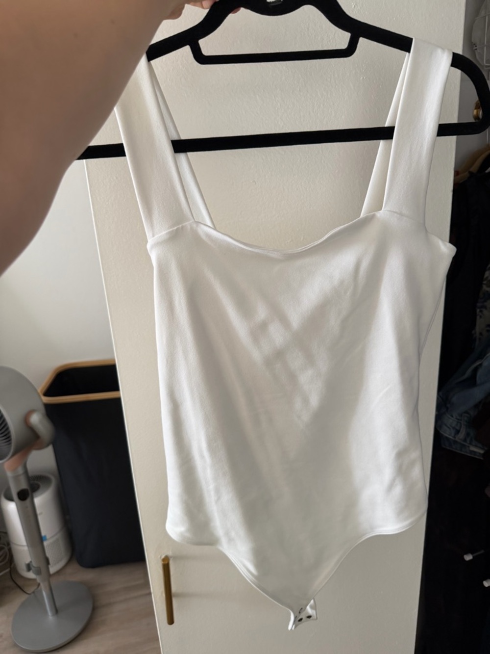 White Square-Neck Bodysuit Tank Top